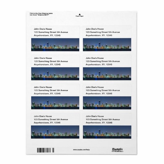Miami Skyline Panorama Etiket (Full Sheet)