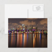 Miami skyline 's nachts - Briefkaart (Voorkant / Achterkant)