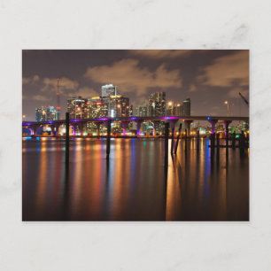 Miami skyline 's nachts - Briefkaart