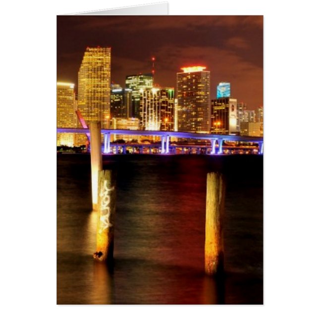 Miami skyline 's nachts, Florida (Voorkant)