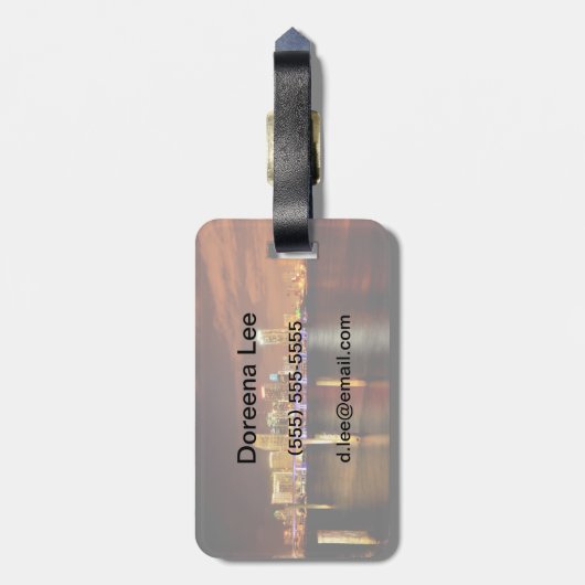 Miami skyline 's nachts, Florida Bagagelabel (Achterkant verticaal)