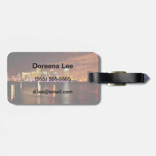 Miami skyline 's nachts, Florida Bagagelabel (Achterkant horizontaal)