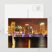 Miami skyline 's nachts, Florida Briefkaart (Voorkant / Achterkant)