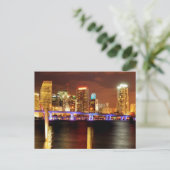 Miami skyline 's nachts, Florida Briefkaart (Staand voorkant)