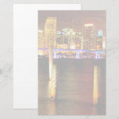 Miami skyline 's nachts, Florida Briefpapier (Voorkant / Achterkant)