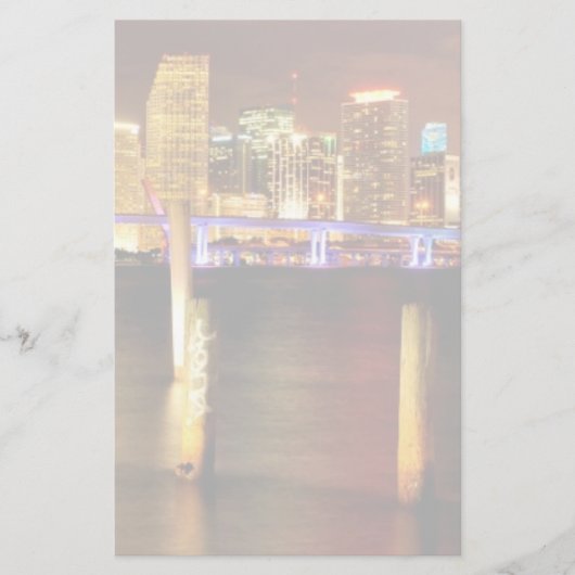 Miami skyline 's nachts, Florida Briefpapier (Voorkant)