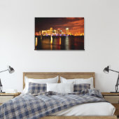 Miami skyline 's nachts, Florida Canvas Afdruk (Insitu (Slaapkamer))