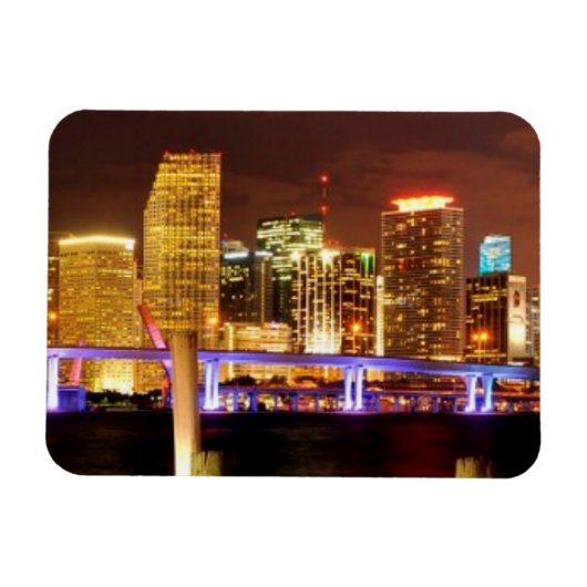 Miami skyline 's nachts, Florida Magneet (Horizontaal)
