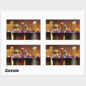 Miami skyline 's nachts, Florida Rechthoekige Sticker (Vel)