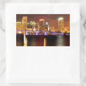 Miami skyline 's nachts, Florida Rechthoekige Sticker (Tas)