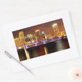 Miami skyline 's nachts, Florida Rechthoekige Sticker (Envelop)