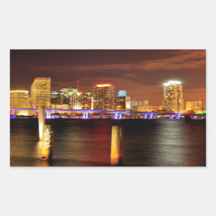 Miami skyline 's nachts, Florida Rechthoekige Sticker