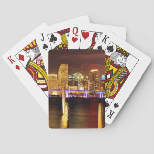 Miami skyline 's nachts, Florida Speelkaarten