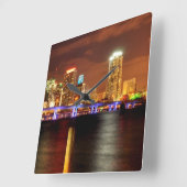 Miami skyline 's nachts, Florida Vierkante Klok (Hoek)