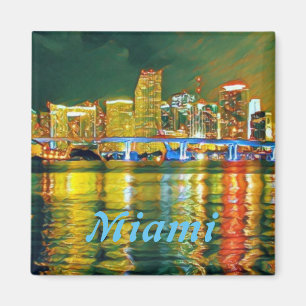 Miami skyline 's nachts magnet