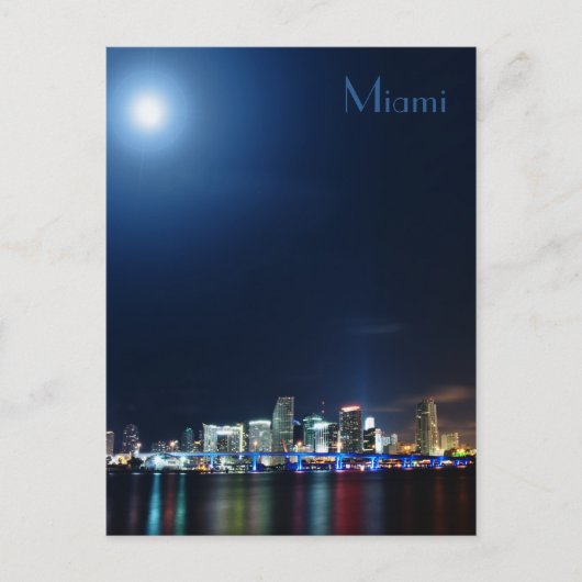 Miami skyline ' s nachts panorama - Briefkaart (Voorkant)