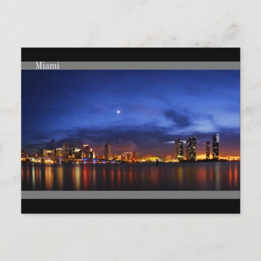 Miami skyline ' s nachts panorama - Briefkaart (Voorkant)