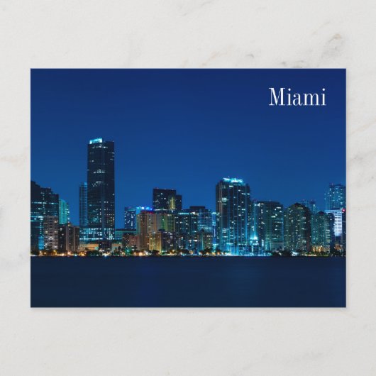 Miami skyline ' s nachts panorama - Briefkaart (Voorkant)