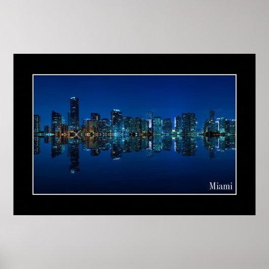 Miami skyline ' s nachts panorama - Poster (Voorkant)