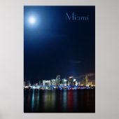 Miami skyline ' s nachts panorama - Poster (Voorkant)