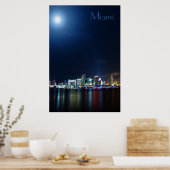 Miami skyline ' s nachts panorama - Poster (Keuken)