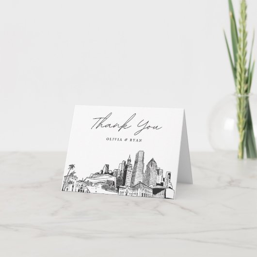 Miami Skyline schets moderne blanco dank u kaart (Voorkant)