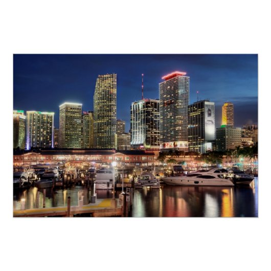 Miami skyline stad in Florida Perfect Poster (Voorkant)