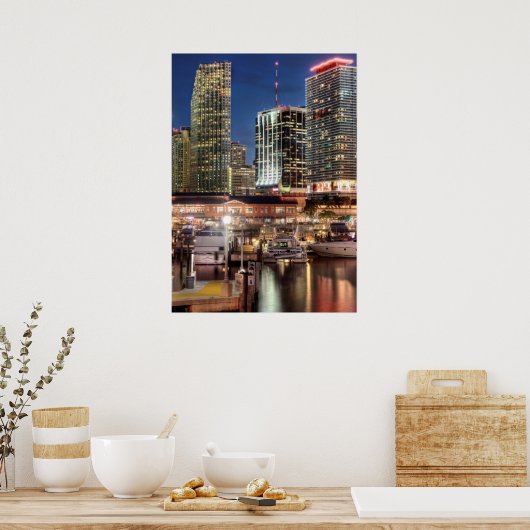 Miami skyline stad in Florida Poster (Keuken)