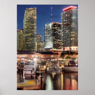 Miami skyline stad in Florida Poster