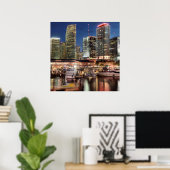 Miami skyline stad in Florida Poster (Thuiskantoor)