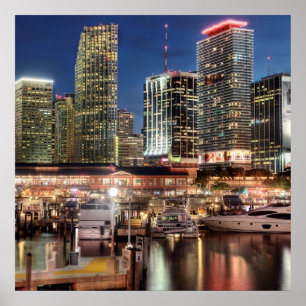 Miami skyline stad in Florida Poster