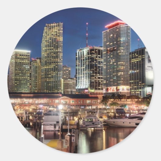Miami skyline stad in Florida Ronde Sticker (Voorkant)