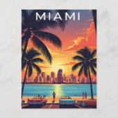 Miami Skyline Sunset Briefkaart (Voorkant)