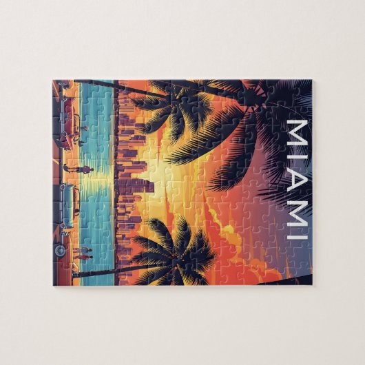 Miami Skyline Sunset Legpuzzel (Horizontaal)