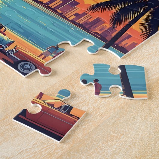 Miami Skyline Sunset Legpuzzel (Zijkant)