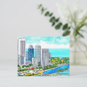 Miami Skyline Tropical Briefkaart (Staand voorkant)