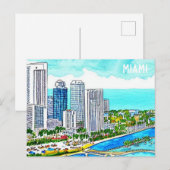 Miami Skyline Tropical Briefkaart (Voorkant / Achterkant)