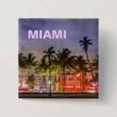 MIAMI SKYLINE VIERKANTE BUTTON 5,1 CM (Voorkant)