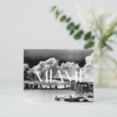 Miami skyline vliegtuig zwart-wit foto briefkaart (Staand voorkant)