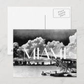 Miami skyline vliegtuig zwart-wit foto briefkaart (Voorkant / Achterkant)