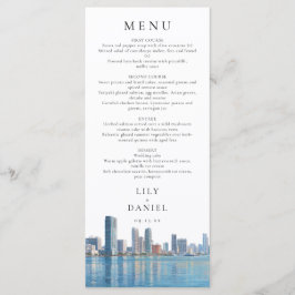 Miami Skyline Watercolor Destination Wedding Menu