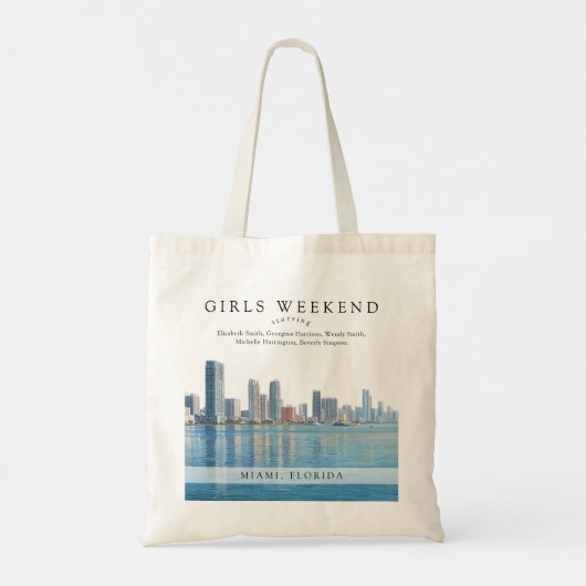 Miami Skyline Watercolor Girls Weekend Tote Bag (Achterkant)