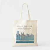 Miami Skyline Watercolor Girls Weekend Tote Bag (Voorkant)