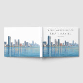 Miami Skyline Watercolor Wedding Gastenboek (Volledig)