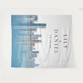 Miami Skyline Wedding Photo Backdrop Wandkleed (Voorkant (horizontaal))