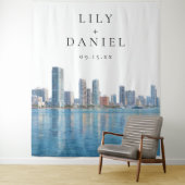 Miami Skyline Wedding Photo Backdrop Wandkleed (In situ)