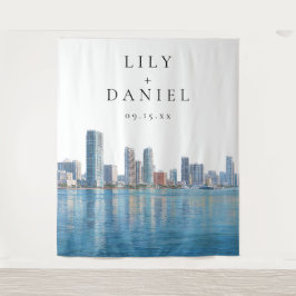 Miami Skyline Wedding Photo Backdrop Wandkleed