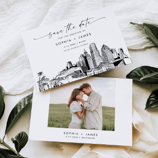Miami Skyline Wedding Save the Date Kaart