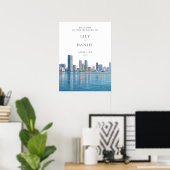 Miami Skyline Wedding Welcome Sign Poster (Thuiskantoor)