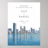 Miami Skyline Wedding Welcome Sign Poster (Voorkant)